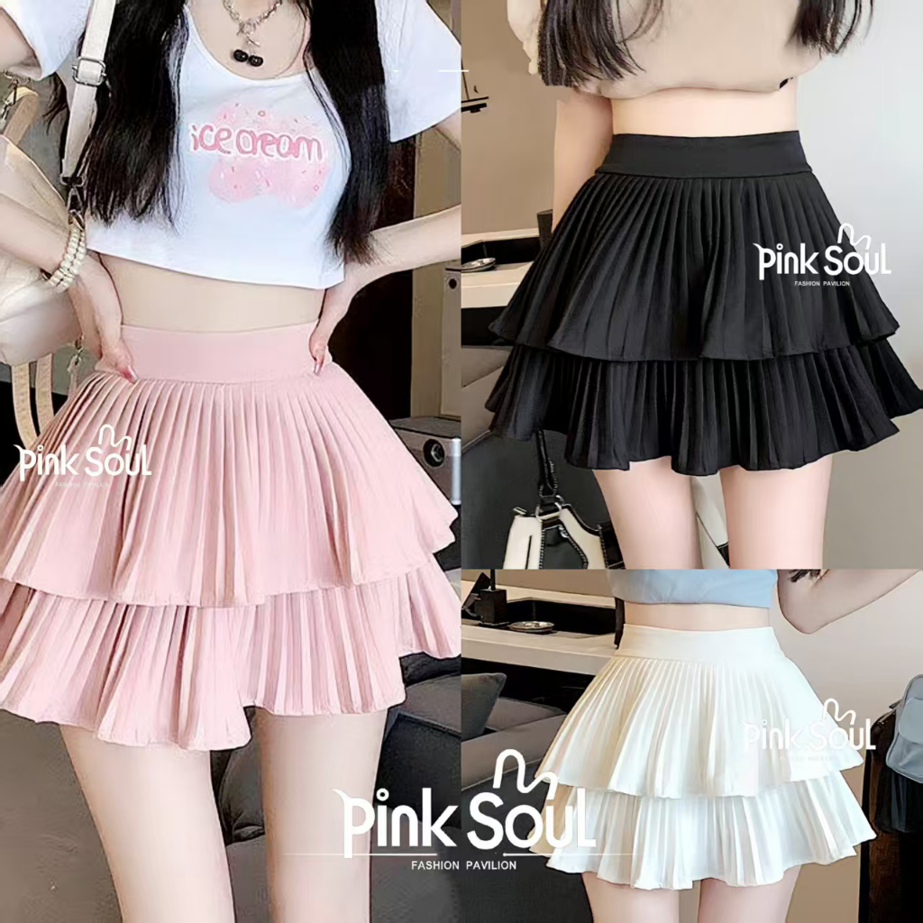 พร้อมส่ง กระโปรงเอวสูง ผ้าพลีท จีบรอบตัวมีซับในบางๆ Clothing ผู้หญิง