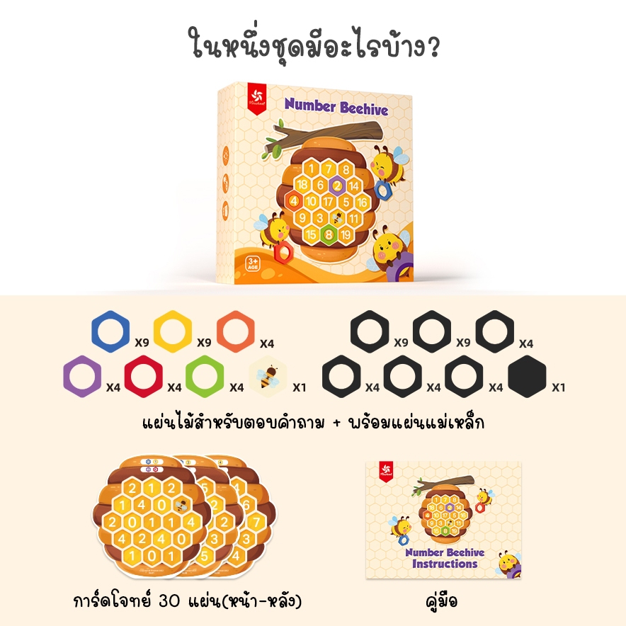 Pinwheel Number Beehive ของเล่นสอนคณิตศาสตร์ | ของเล่นเสริมพัฒนาการ ของเล่นเด็ก - รูปที่ 3
