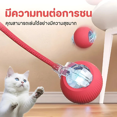 Pet Record สินค้าใหม่ ลูกบอลกลิ้งไฟฟ้าอัตโนมัติของเล่นสําหรับสัตว์เลี้ยง ของเล่นแมวโต้ตอบ Ball มี 3 โหมด สนุกมาก thumbnail 4