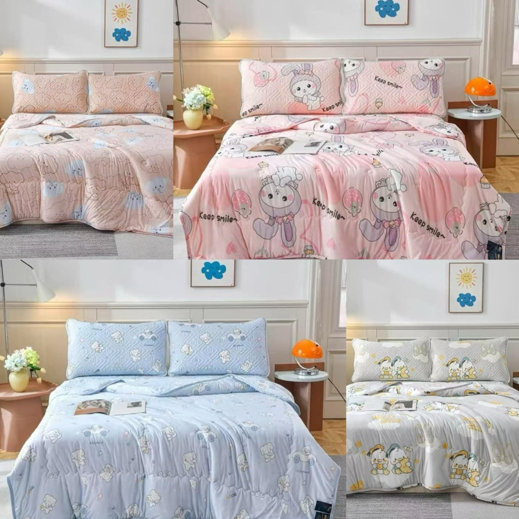 ผ้าห่มไหมน้ำแข็ง 7*8ฟุต 200*230cmเนื้อผ้าดี  ห่มแล้วเย็นสบาย ซักมือซักเครื่องได้
