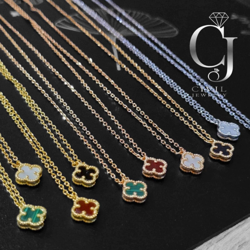 สร้อยคอ ใบโคลเวอร์ (ดอกเล็ก) 9มิล CIVIL JEWELRY (พร้อมส่งในไทย)