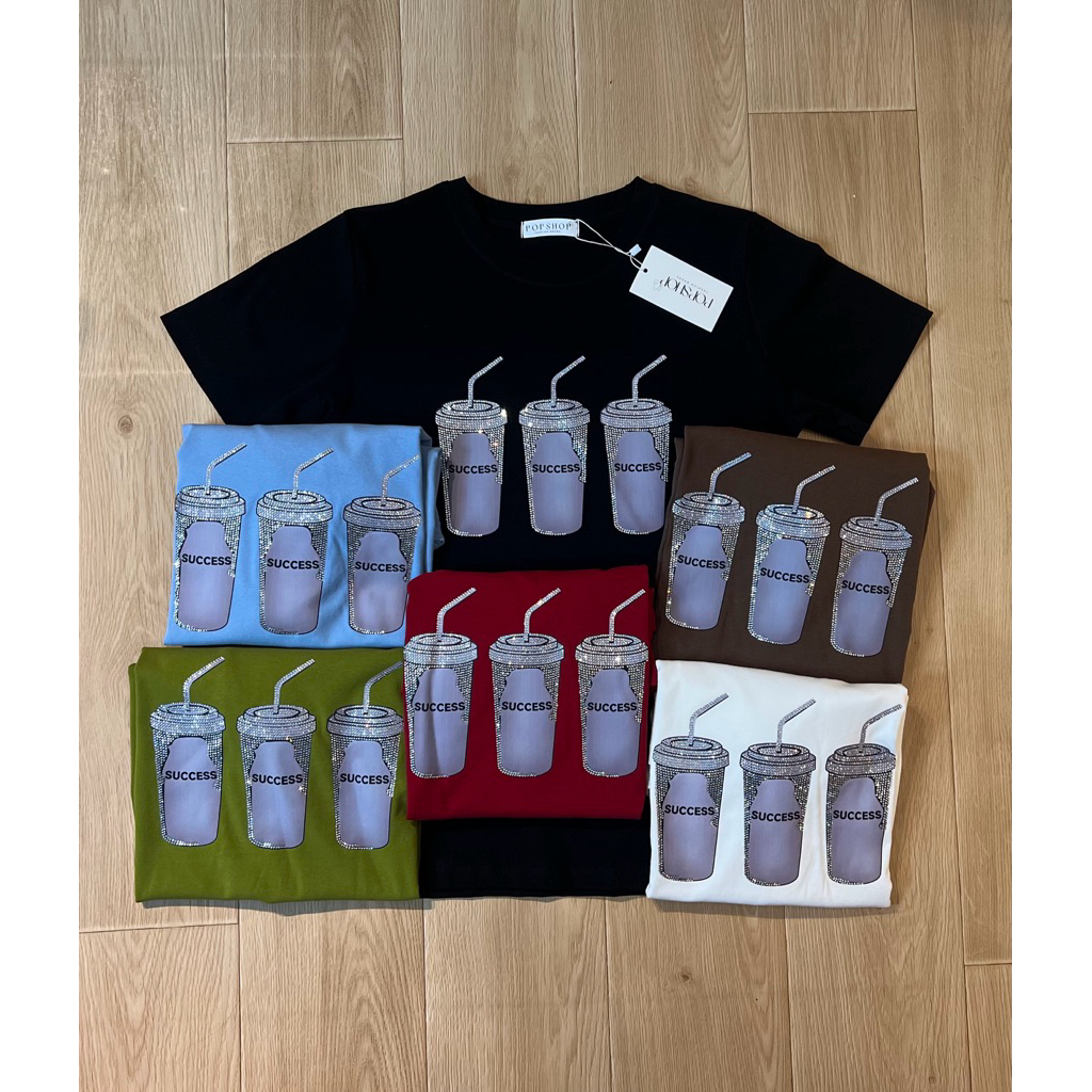 Big Size เสื้อไซส์ใหญ่ ป้ายPOPSHOP รุ่น แก้ว3ใบ อก40"-46"