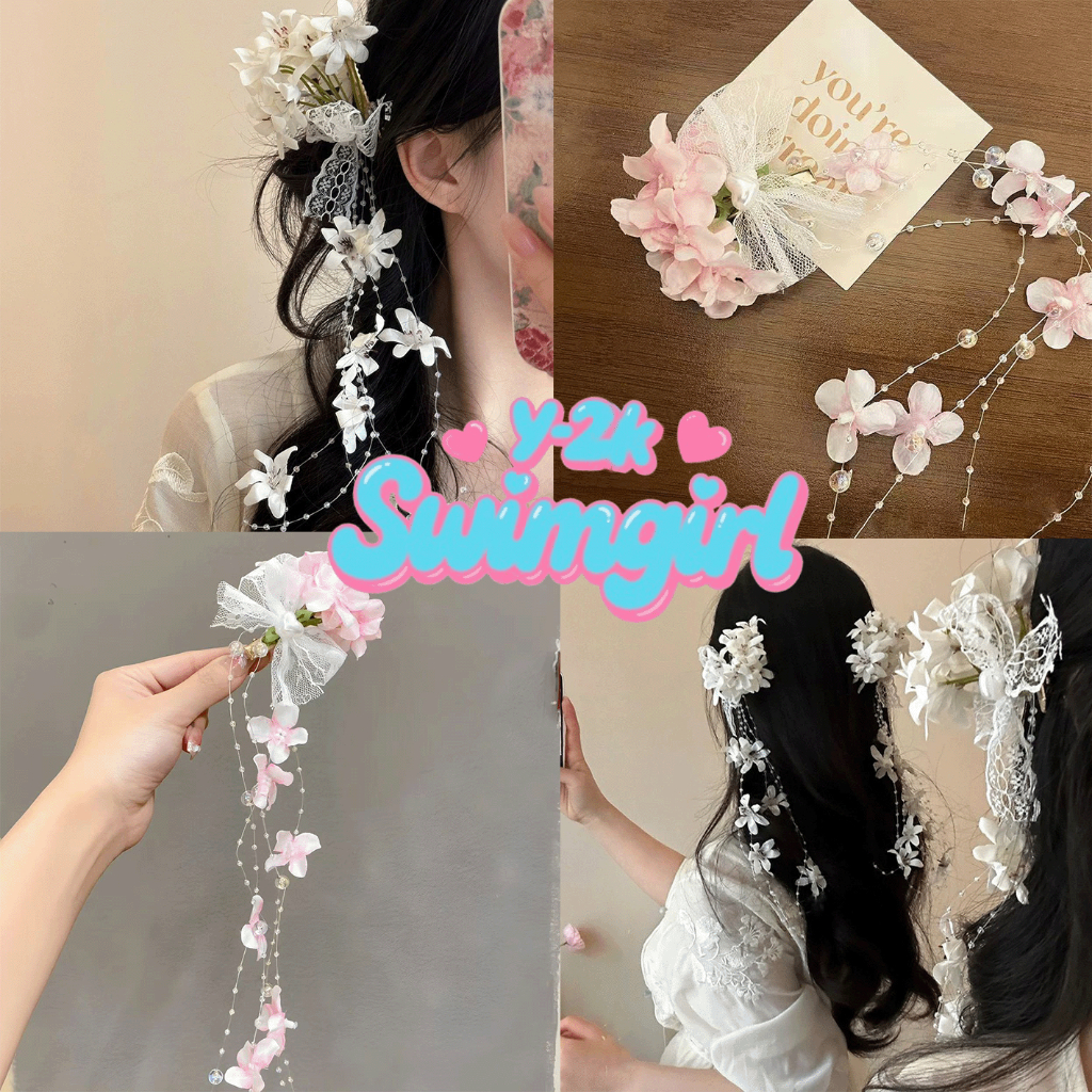 Swimgirl🎀🎀 กิ๊บติดผม กิ๊บหนีบผม สไตล์เกาหลี น่ารัก ลายดอกไม้ สวย ins หญิง แฟชั่น