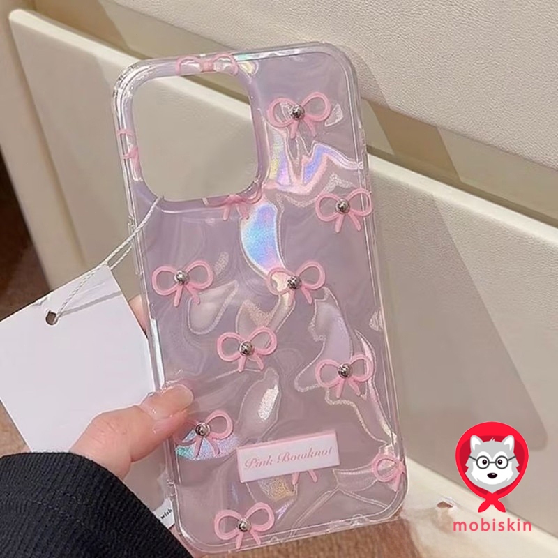เคสโบว์ชมพูขี้เหล็กฮ  เคสiPhone 17 16 11 15 13 Pro Max 14 12 Pro Max 16Plus 7Plus XR 16 8 15 14 Plus X XS Max