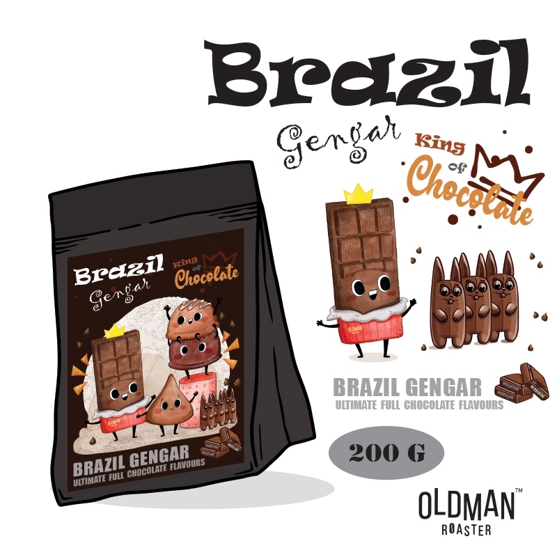 เมล็ดกาแฟ BRAZIL GENGAR  " KING OF CHOCOLATE " (คั่วกลาง) MEDIUM ROAST by OLDMAN ROASTER
