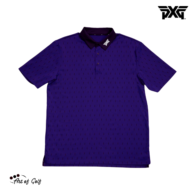 เสื้อโปโล PXG Men Athletic Fit Cactus Print Polo - Navy