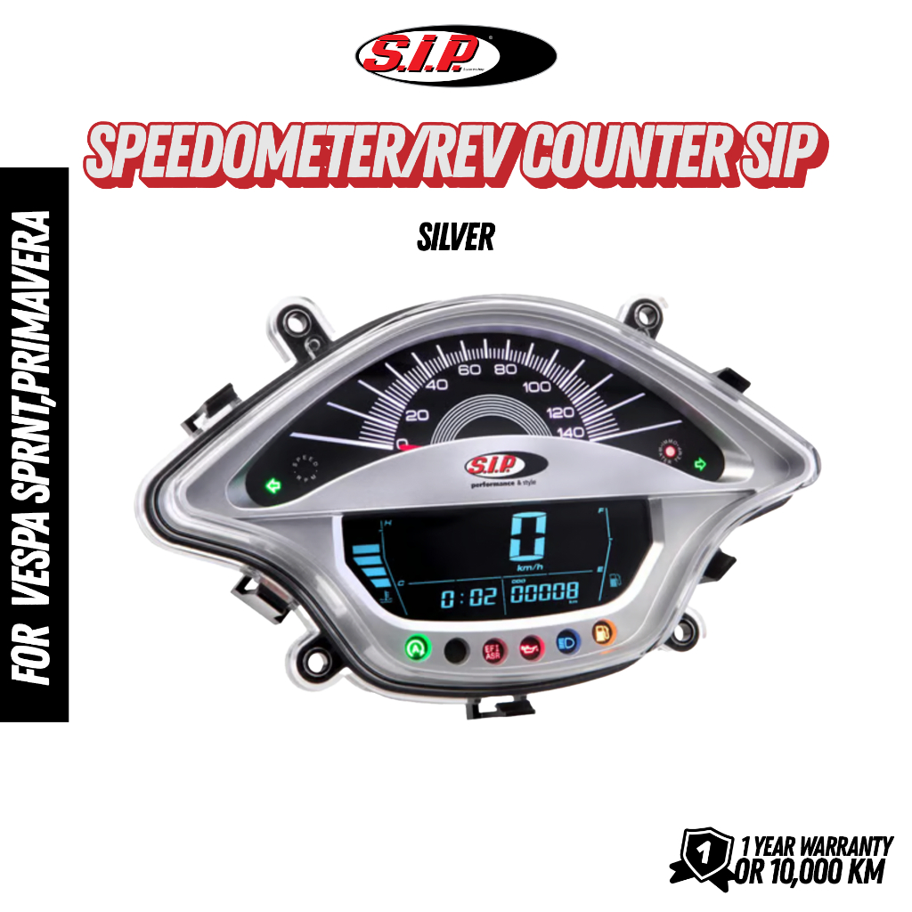 ไมล์ดิจิตัล SIP สีเงิน สำหรับ VESPA (SPRINT,PRIMAVERA) (MV914008S)