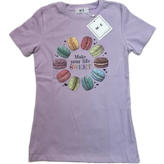 เสื้อยืดคอกลมแขนสั้น ลายมาการอง ป้าย ME
