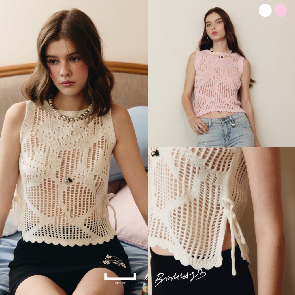 ( Ready to ship ) STYLIST x Brinkkty  - Dua Knitted wear 003 เสื้อไหมพรมเเขนกุด