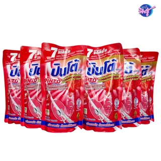 [เซท 6 ถุง] Pinto ปินโต้ น้ำยาล้างจาน สูตรเข้มข้น ถุงขนาด 400มล. 7 in 1 Clean มี6กลิ่น