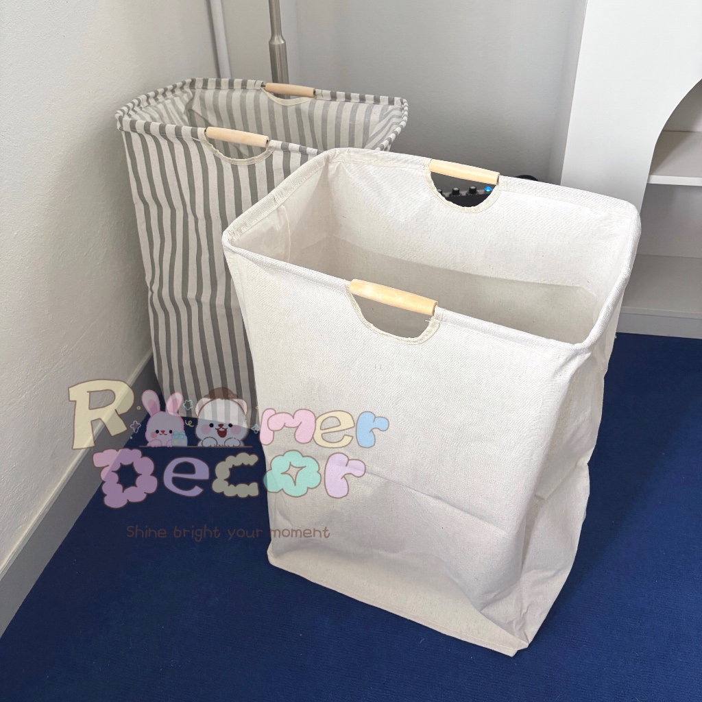 Roomer.Decor [พร้อมส่ง] ตะกร้าผ้า ตะกร้าผ้าพับได้ มีหูจับ ตะกร้ามินิมอล