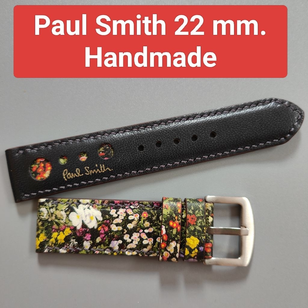 สายนาฬิกา Paul Smith 22 mm. Handmade ตัดจากกระเป๋ามือสอง พอล สมิธ แท้ แถมสปริงบาร์ ใส่สมาร์ทวอชได้