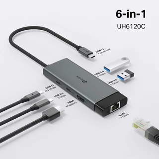TP-Link UH6120C USB-C Hub 6-in-1 ต่อจอ 4K@60Hz ชาร์จเร็ว 100W PD มีช่อง LAN สำหรับ MacBook iPad