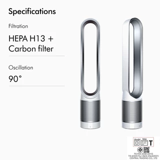 Dyson Pure Cool™ TP00 Tower Purifier Fan White Silver พัดลมฟอกอากาศ ไดสัน สีขาว พร้อมกระเป๋าผ้าสีขาว