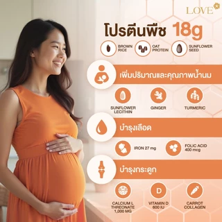 ( รูปแบบซองซิป ) Love Plant Based Protein เลิฟ โปรตีนพืช สูตรแพทย์ รสชาไทย (Thai Tea) สูตรรวมวิตามิน บำรุงครรภ์-หลังคลอด