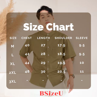 เสื้อเชิ้ตคอจีน แขนสั้น ผ้า Premium Oxford By BSizeU ทรงเข้ารูป รีดง่ายยับยาก ยิ่งซักยิ่งนิ่ม
