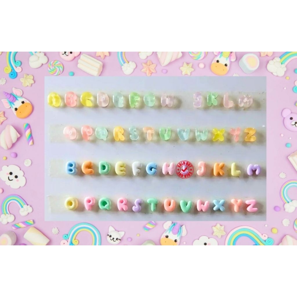 พร้อมส่ง !!! ตัวอักษรน่ารักภาษาอังกฤษ คละเรืองแสงและทึบพาสเทล เลือกตัวอักษรได้ ถุงละ 15 ตัว