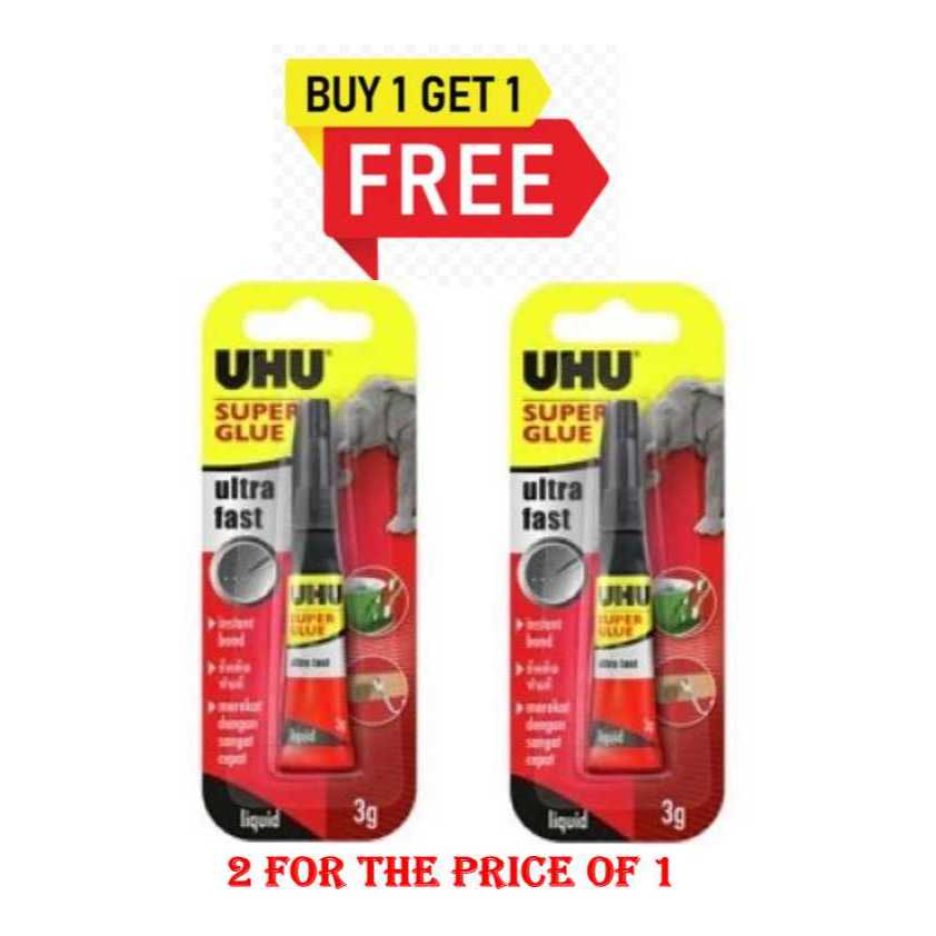 UHU Super Glue, size 3 grams BUY 1 GET 1 FREE