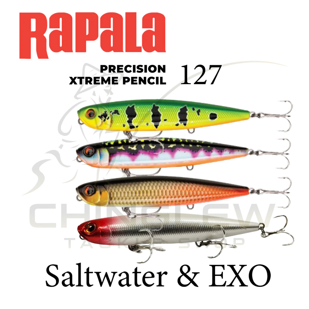 RAPALA PRECISION XTREME PENCIL 127 EXO และ SALTWATER ของแท้ พร้อมเบ็ดสามทาง