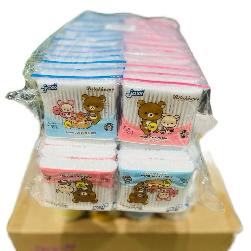 Jaxx (แจ็กซ์) ยกแพ็ค 36 ห่อ 100 ก้าน สำลีก้าน คอตตอนบัด สำลีอนามัย สำลีปั่นหู ผลิตจากใยฝ้ายบริสุทธิ์ จำนวน 100 ก้าน/ห่อ