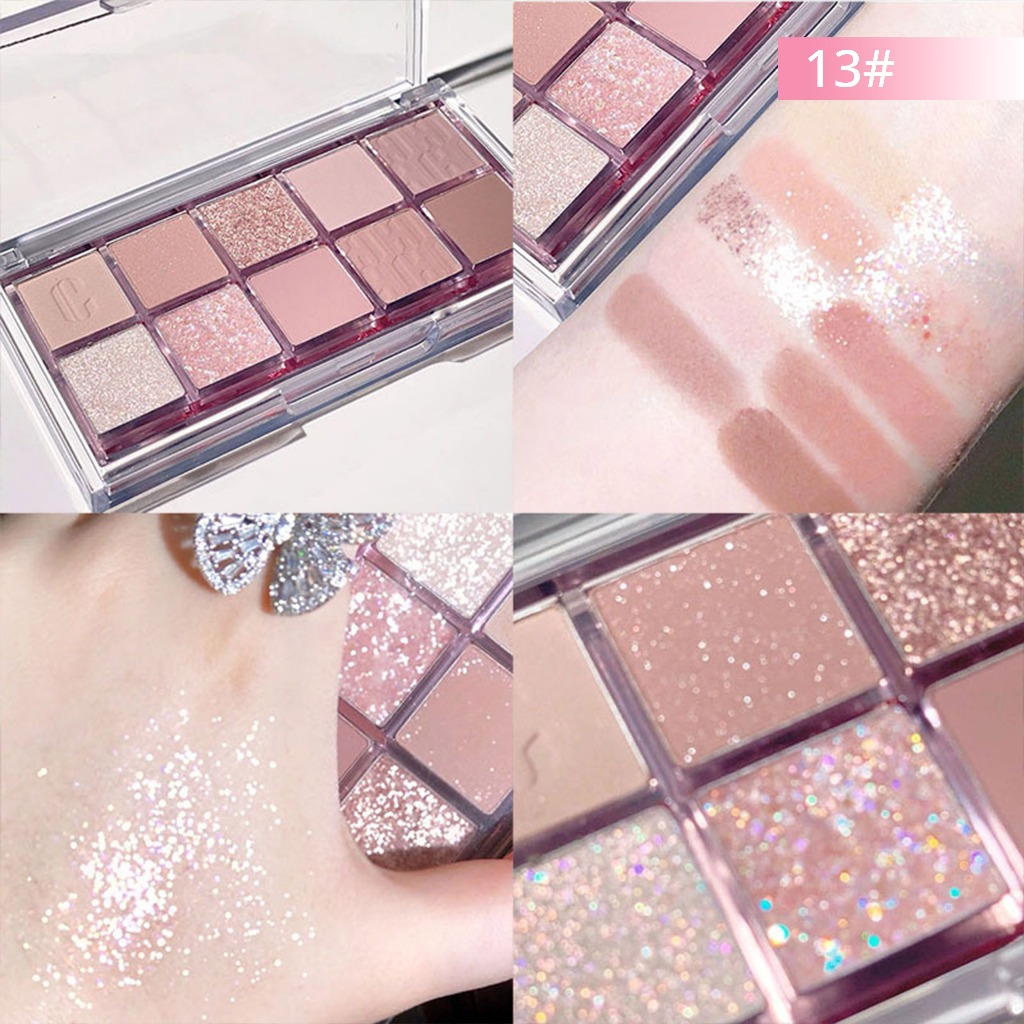 DIKDLU 10 สีอายแชโดว์ Beauty Eyeshadow Palette Shimmer Giltter กันน้ํา Smooth Pigmented Eye shadow แต่งหน้า - รูปที่ 7