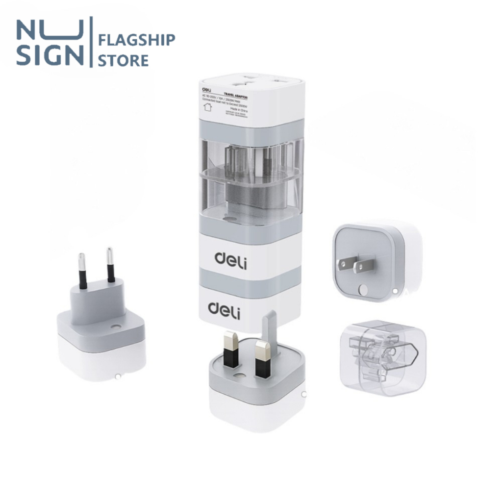 Nusign เซทปลั๊กแปลง 3ชิ้น อแดปเตอร์แปลง ปลั๊กแบบขา พกพาสะดวก EU US UK กำลังไฟ10A 2500W Universal Adapter