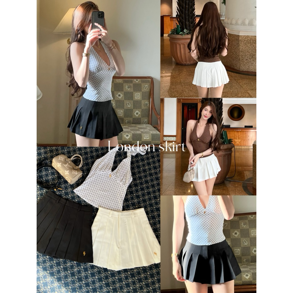 London skirt 690.- กระโปรงสั้น เอวสูง จีบรอบ ทรงสวย มีซับในเป็นกางเกง