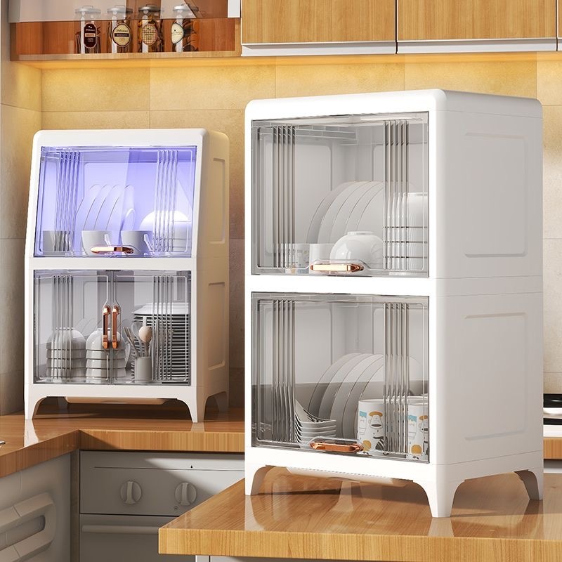 Ubear ที่คว่ำจาน ตู้ใส่จาน 1-3ชั้น ความจุขนาดใหญ่ มีฝาปิด ที่คว่ำจาน ถาดระบายน้ำหนา กันฝุ่นและกันแมล