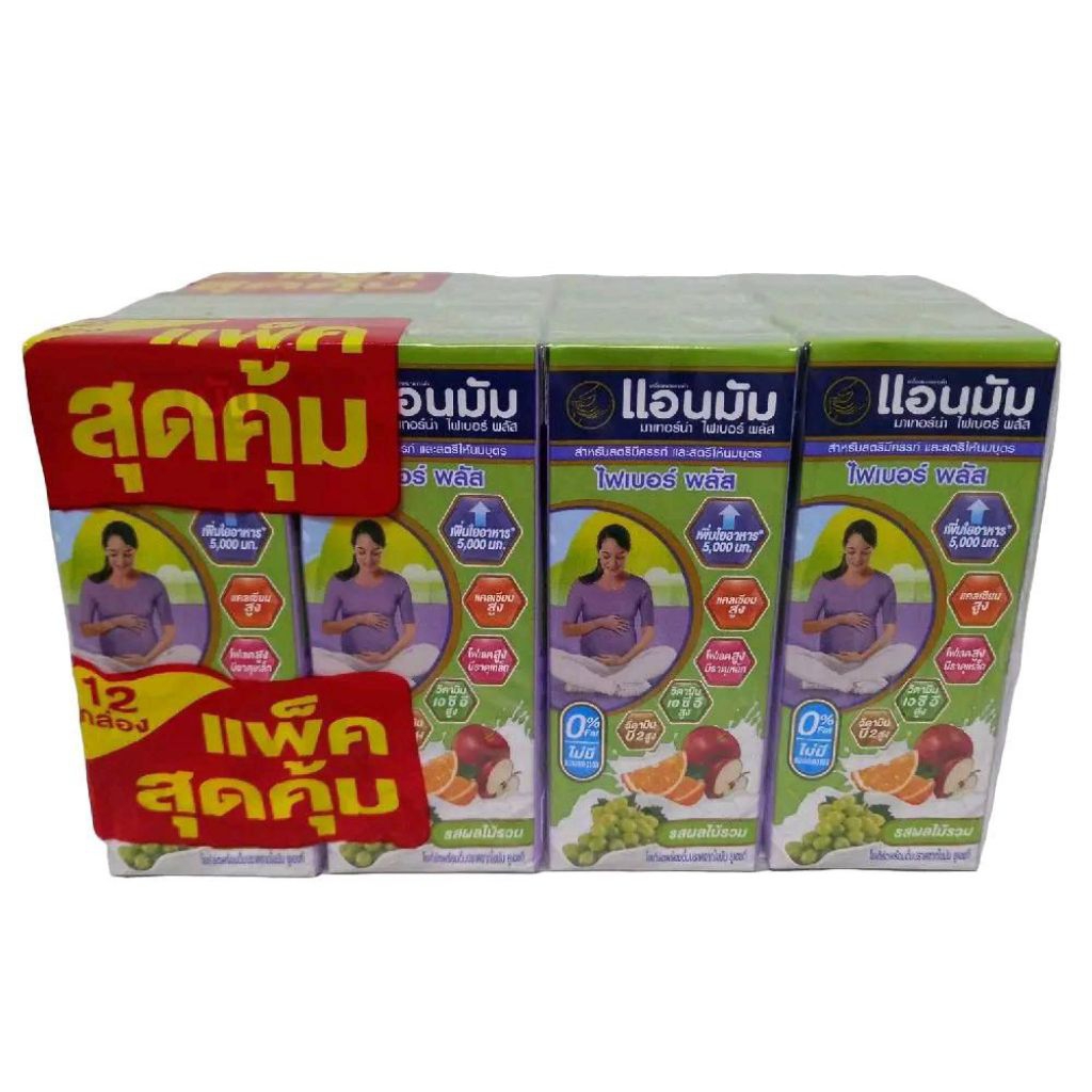 Anmum แอนมัม มาเทอร์น่า นมโยเกิร์ตพร้อมดื่มUHT รสผลไม้รวม/รสส้ม/รสจืด ปริมาณ 180มล.×12กล่อง