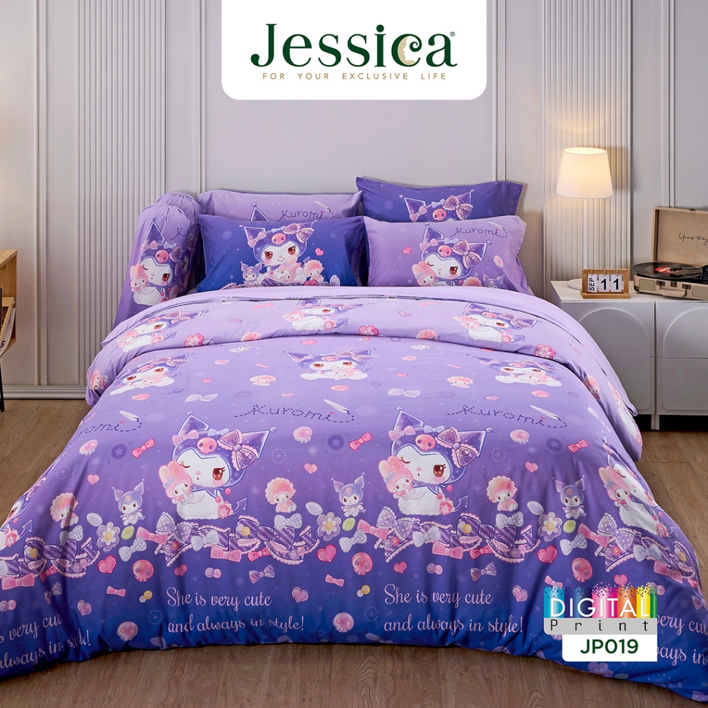 Jessica Kuromi JP019 ลิขสิทธิ์แท้ Sanrio คูโรมิ เจสสิก้า พิมพ์ลายดิจิตอล ชุดเครื่องนอน ผ้าปูที่นอน ผ้าห่มนวม