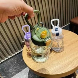 E_items ขวดน้ำ ขนาดพกพา พร้อมหูจับ ฝาปิดแน่น พร้อมหลอดมี4 สี ไม่รั่วซึม พลาสติก สกรีนลายSports A366