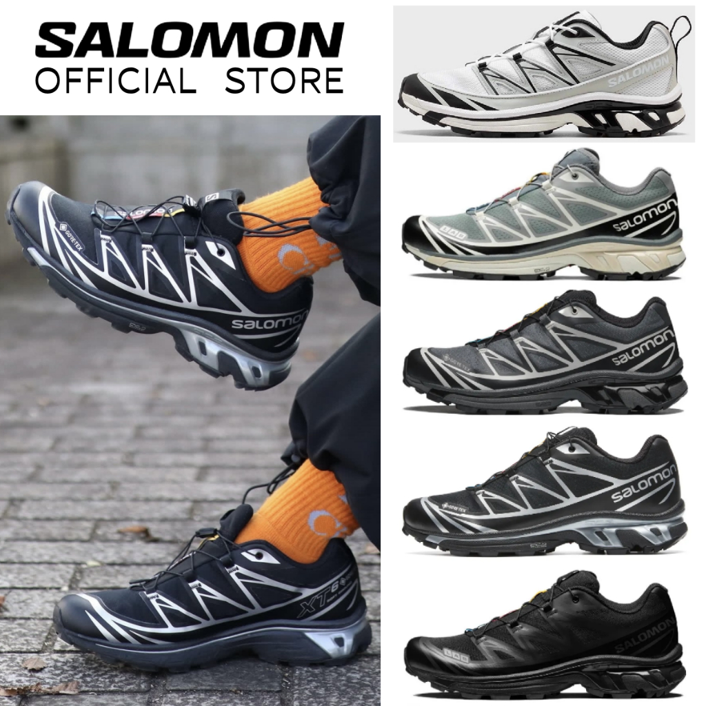 （ของแท้ 100%）Salomon XT 6 GTX Gore Tex Black White Grey Silver รองเท้าผ้าใบสำหรับผู้ชาย และผู้หญิง