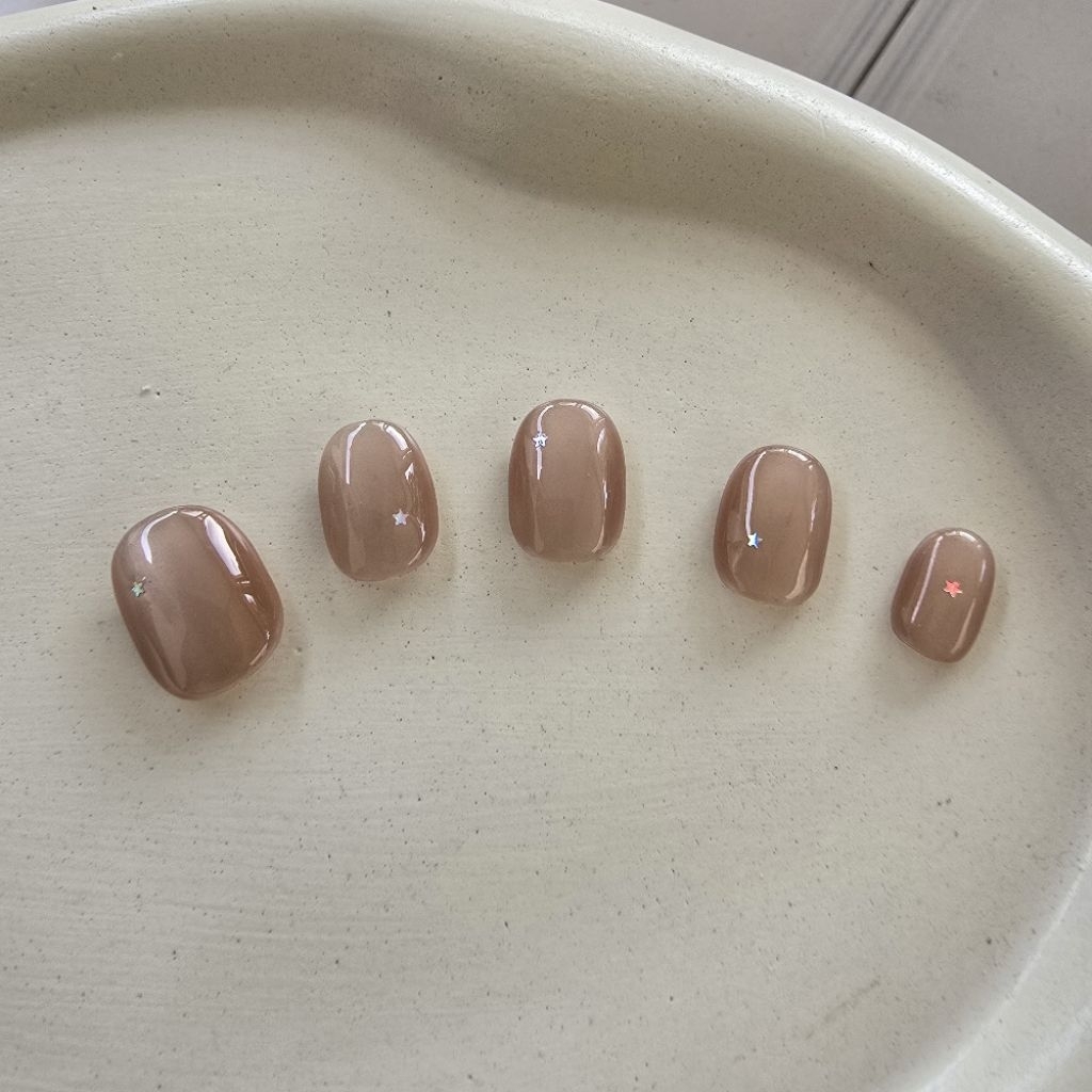 เล็บปลอม เล็บเจล สีลูกแก้วสวยๆติดกลิตเตอร์ดาวดวงเล็กๆ⭐️⭐️(รบกวนอ่านรายละเอียดก่อนสั่งซื้อนะคะ😊)