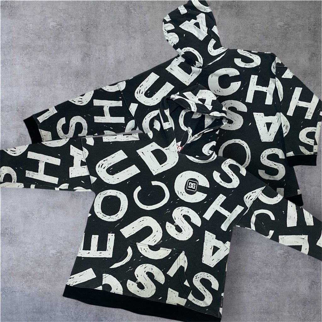 DC over print logo hoodie size M 21/24