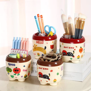 HomeDee แถมสติ๊กเกอร์ กล่องใส่ปากกา กล่องเก็บเครื่องเขียน 3ช่อง 2สี แก้วใส่ปากกา สินค้าพร้อมจัดส่งในไทย