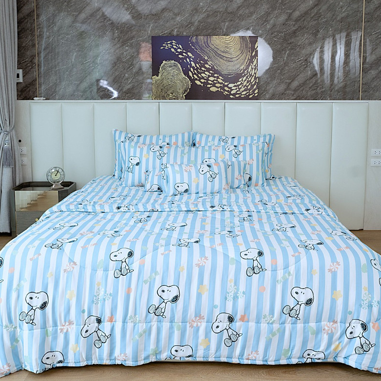 ชุดผ้าปู-ผ้าห่มนวม เนื้อผ้า Bamboo 100% ทอ 1000 เส้นด้าย ลาย Snoopy เปปเปอร์มิ้นท์ สินค้าลิขสิทธิ์แท้จาก USA