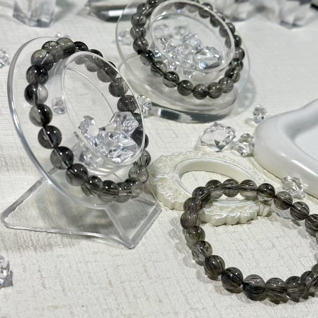 หินไหมดำ (ไหมดำ) พรีเมียม *หินธรรมชาติ 100%* ขนาด 8 มิล แก้วขนเหล็ก กำไลหินไหมดำ หินแก้วขนเหล็ก - รูปที่ 5