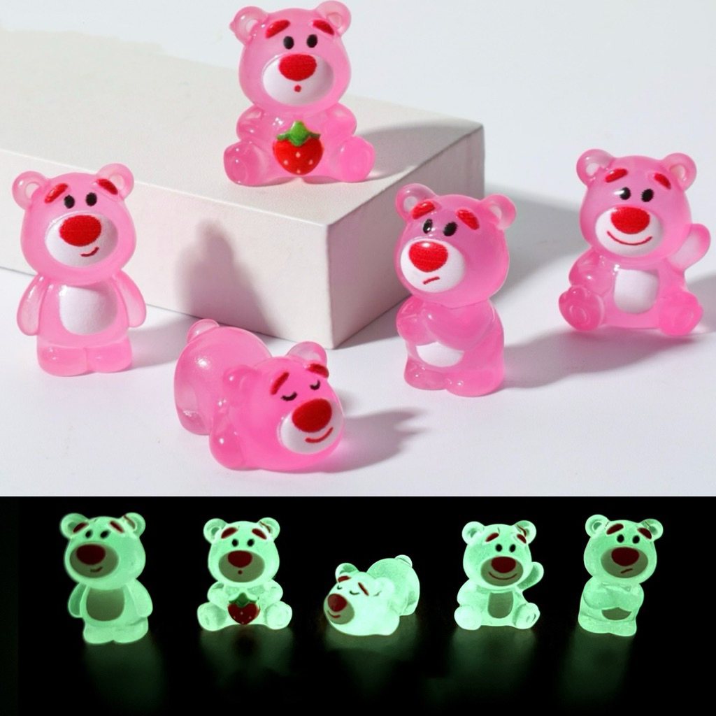 (50 ชิ้น) เรซิ่นตุ๊กตาหมีล็อตโซ่ 3D เรืองแสง  อุปกรณ์ตกแต่งDIY พร้อมส่งในไทย