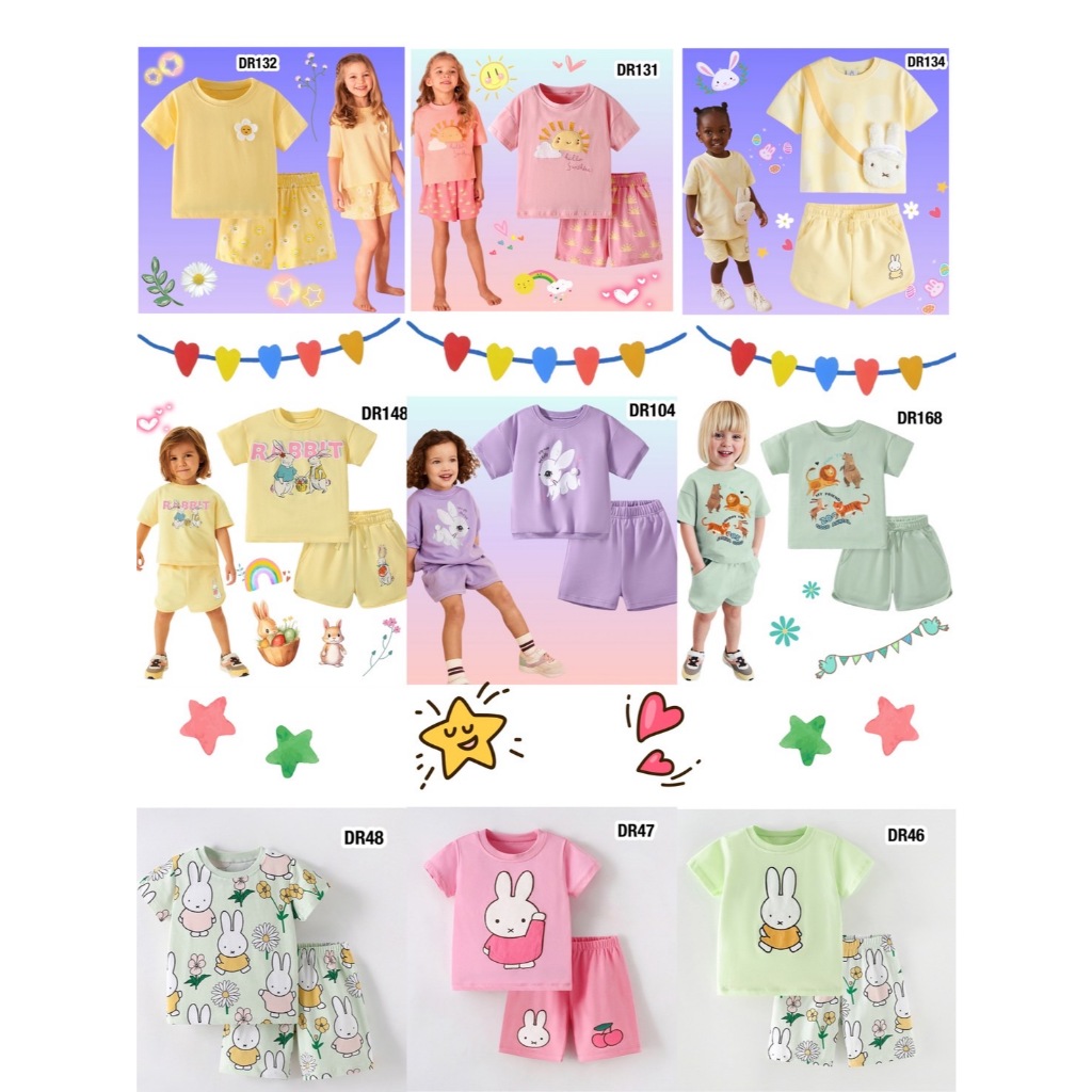 💥💥พร้อมส่งจากไทย💥💥 ชุดเซ็ต ชุดเสื้อยืด+กางเกงขาสั้น ลายน่ารัก ผ้านิ่ม งานคุณภาพ