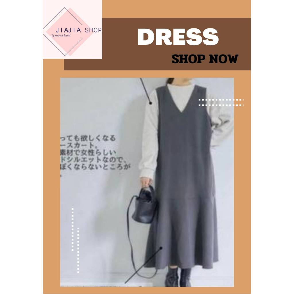 ชุดเดรสคอวี ชายระบาย ทรงหลวม🌿 RagOut 🌿 (มือสองงานคัด สภาพใหม่)