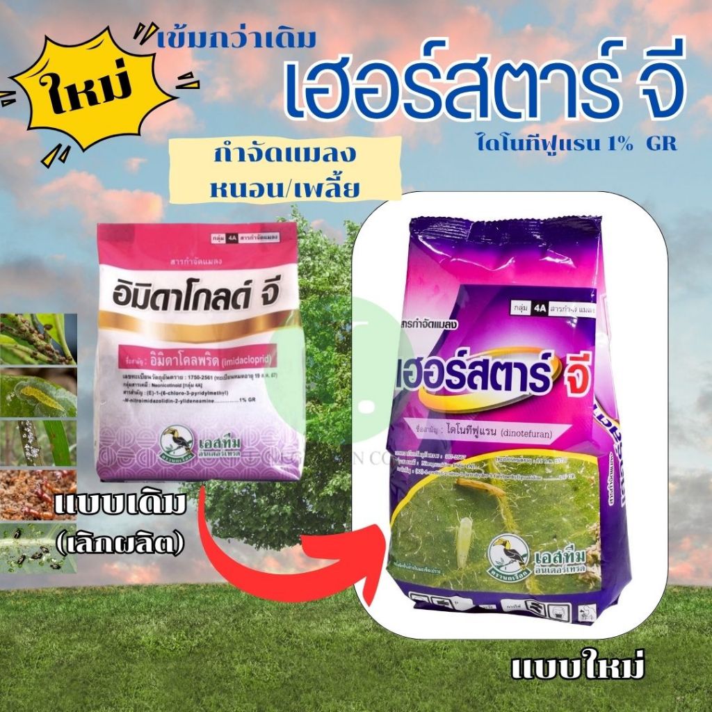 เฮอร์สตาร์จี ไดโนทีฟูแรน 1% GR 1 กก.ใช้แทน อิมิดาโกลด์ กำจัดหนอน แมลง