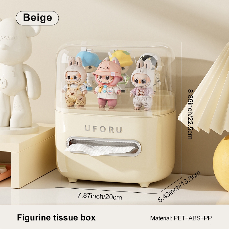 กล่องทิชชู่ตั้งโต๊ะ Arttoys กล่องเก็บของเล่น 2IN1 กล่องเก็บของตกแต่งเดสก์ท็อปกันฝุ่นกล่องใส