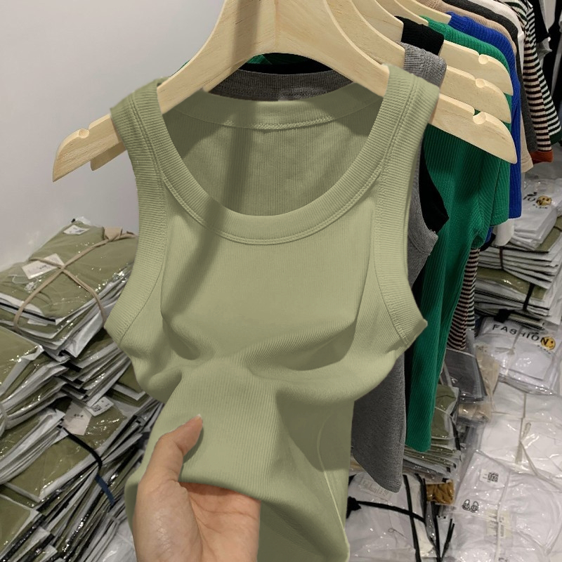 เสื้อกล้ามรุ่นW888 ไม่มีบราไม่มีฟองน้ำในตัว เสื้อกล้ามลำลอง เสื้อกล้ามแขนกุด สีพื้นเปิดไหล่ นุ่มและใส่สบาย เสื้อผู้หญิง - รูปที่ 6