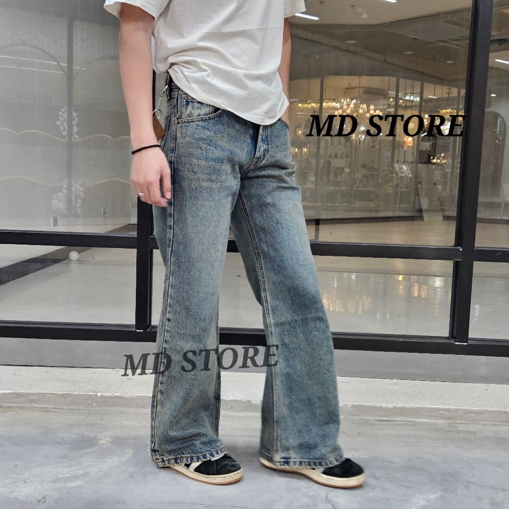 *New​*Hirock​กางเกง​ยีนส์​กระบอก​ใหญ่​ปลาย​ขา​12​นิ้ว​