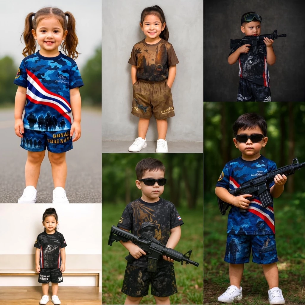 ชุดเด็กลายทหารหล่อเท่ พร้อมลุย ใส่ได้ 1-7 ขวบ | ชุดเด็กชายแฟชั่นเท่ๆ