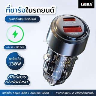 LiBRA M58 ที่ชาร์จในรถยนต์ 130 วัตต์ ดีไซน์โปร่งใส ชิปอัจฉริยะ ใช้งานได้กับ Samsung, Huawei และ Xiaomi