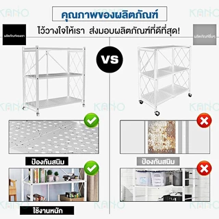 KANO ชั้นวางของพับเก็บได้ 5ชั้น โครงเหล็กเคลือบกันสนิม ไม่จำเป็นต้องติดตั้ง ชั้นวาง มีล้อ ประหยัดพื้นที่และ จัดเก็บสะดวก