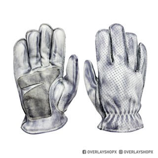 ถุงมือมอเตอร์ไซค์ ถุงมือหนังแท้ WHITE LEATHER GLOVE แนววินเท…