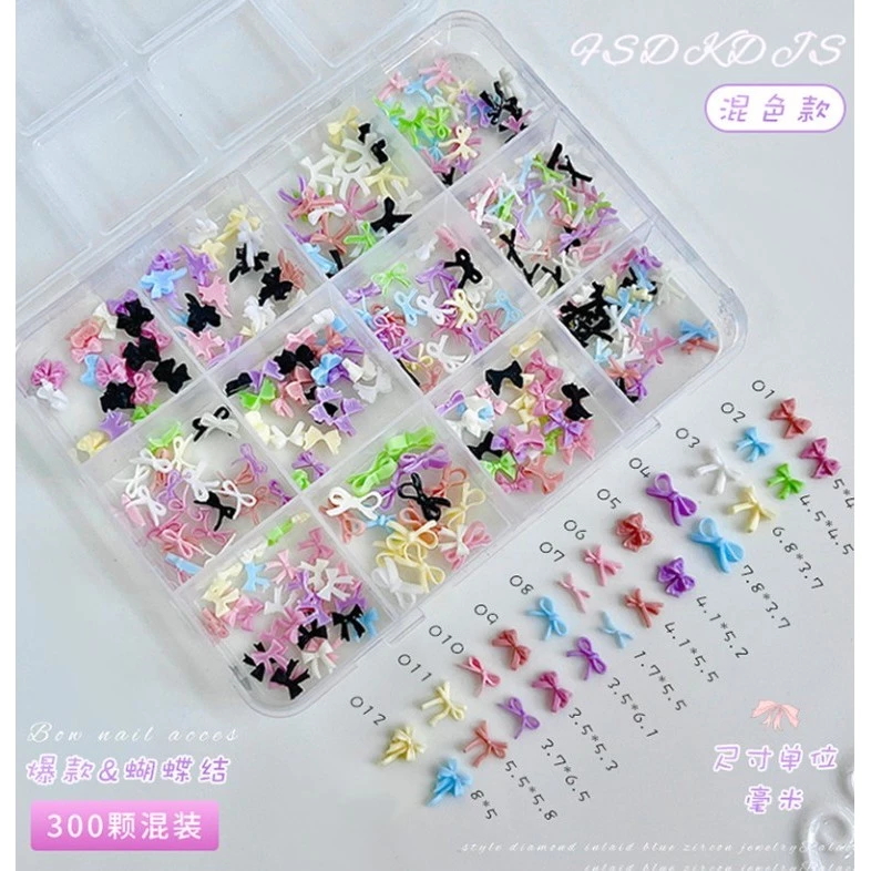 XD7.[ร้านไทย] อะไหล่โบว์ติดเล็บ 🎀ได้โบว์ทั้งกล่อง 💖 ราคาสุดคุ้ม! 🌈 โทนสีพาสเทลหวานละมุน โบว์ตลับ✨💅