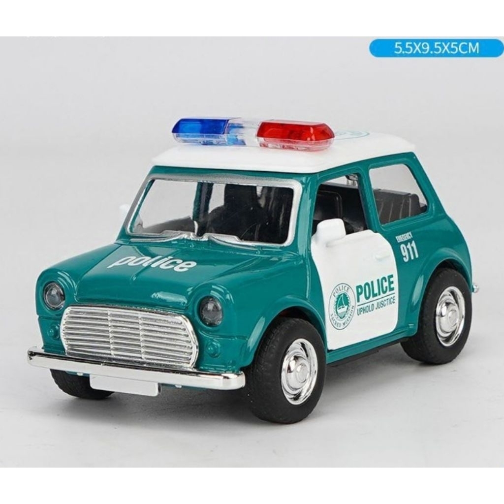 โมเดลรถเหล็ก รวมแบบ รถตำรวจ Mini รถมินิ รถเต่า พร้อมส่ง ประตูเปิดได้ มีลาน มีเสียงมีไฟ ไม่มีกล่อง ประตูเปิดได้